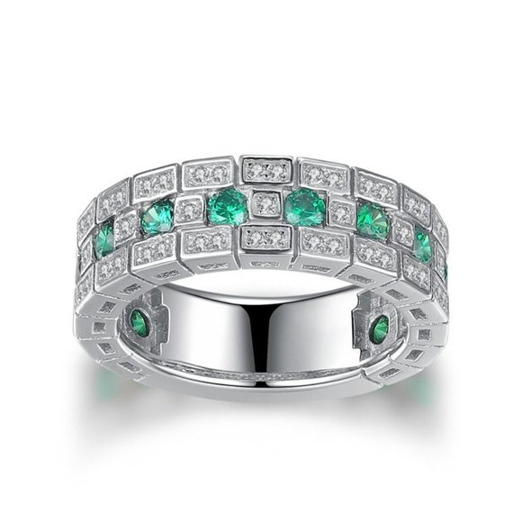 🌸 925 Silver Plated Exclusive Green CZ Ring for Women, MARR9289 - Picture 2 of 4